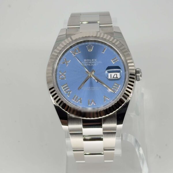 Rolex Rolex Datejust 41 126334 Azzurro Blue Roman Dial Fluted Bezel Oyster